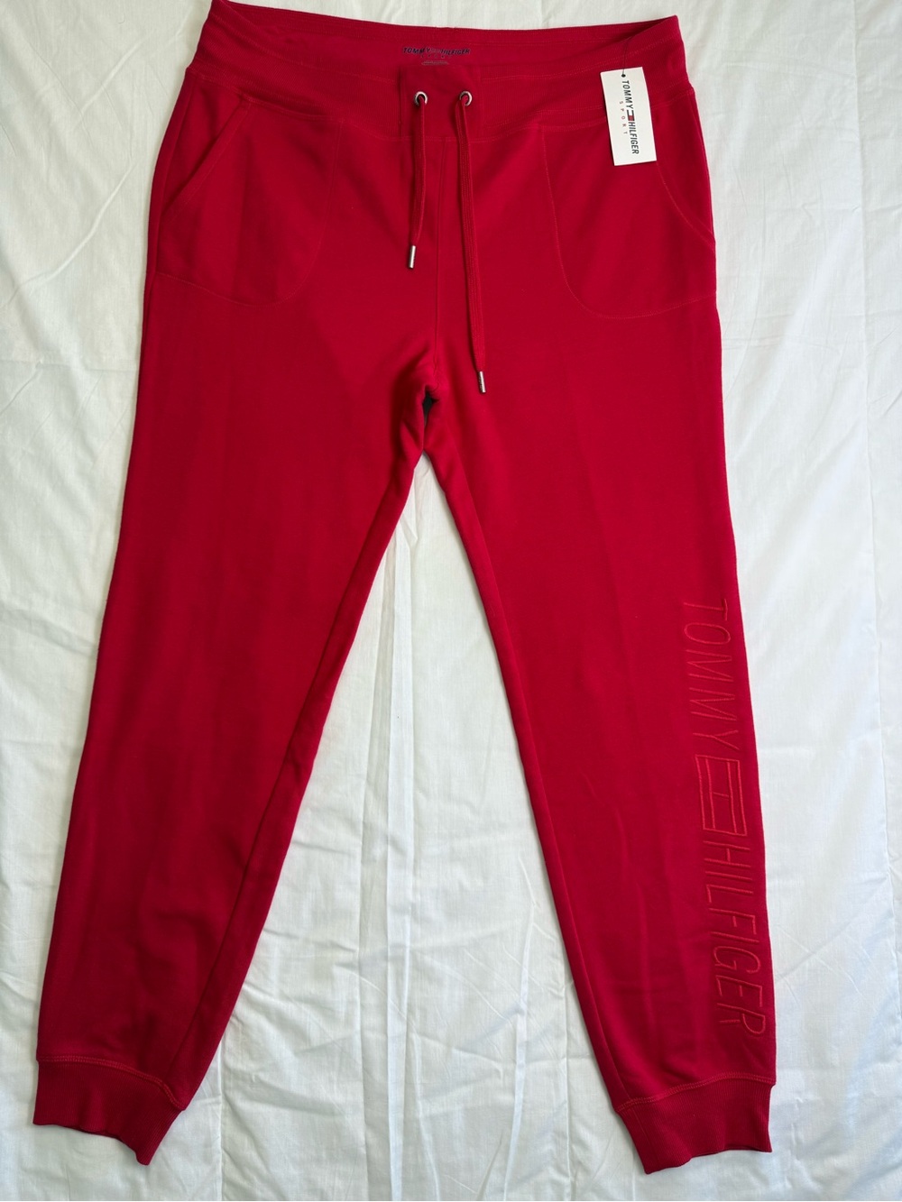 Tommy Hilfiger Women's Bright Red Jogger Sweatpants